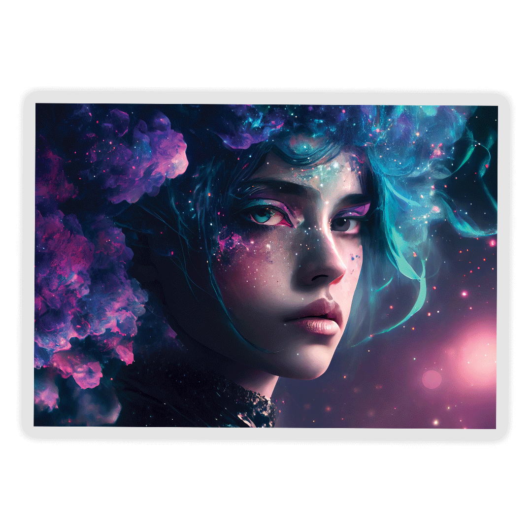 Beautiful Girl Amidst Cosmic | Wall Poster
