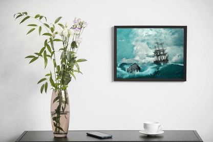Pirate Ship Sailing in Stormy Sea | Wall Poster