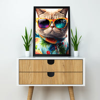 Cat in Summer Clothes | Wall Poster