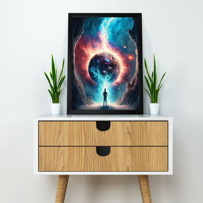 Man Stands Before Portal to Another Dimension | Wall Poster